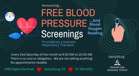 Stop in for a free Blood Pressure & Oxygen Screening